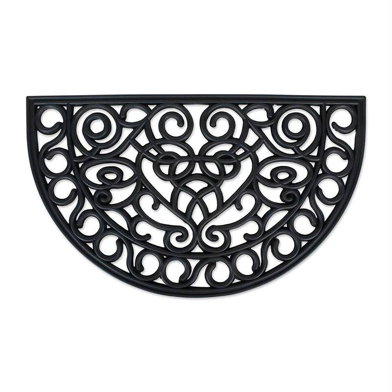J & M Home Fashions 18" X 30" Natural Rubber Wrought Iron Floor Mat - 18x30" - Iron Heart