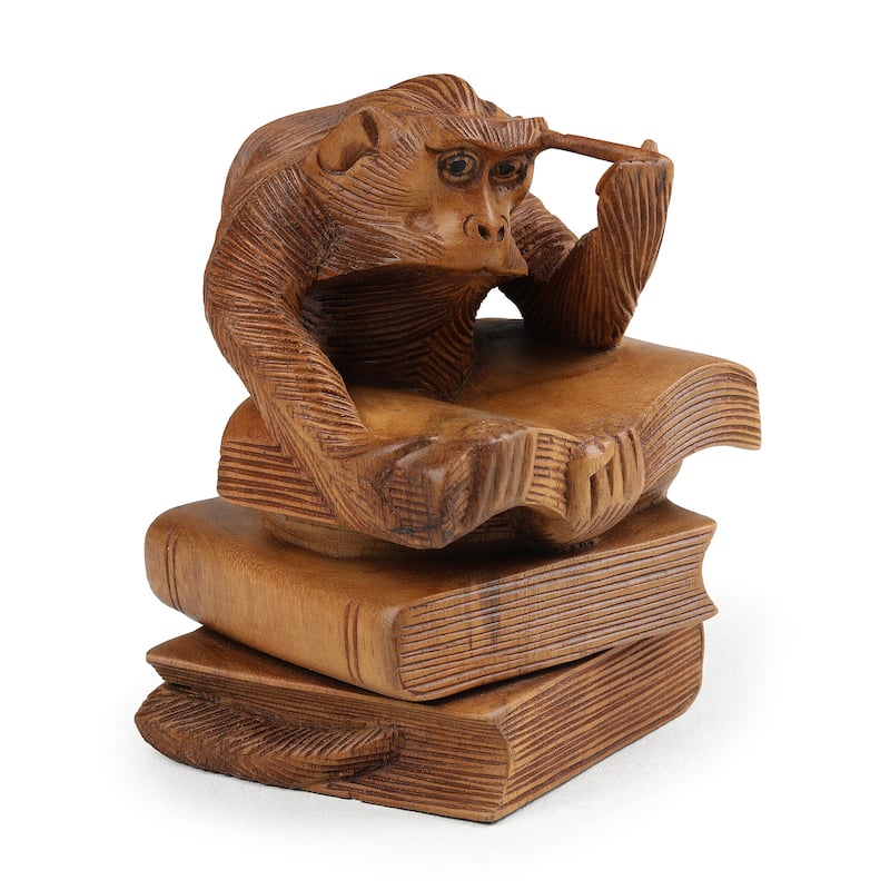 Novica Handmade Diligent Study Wood Sculpture