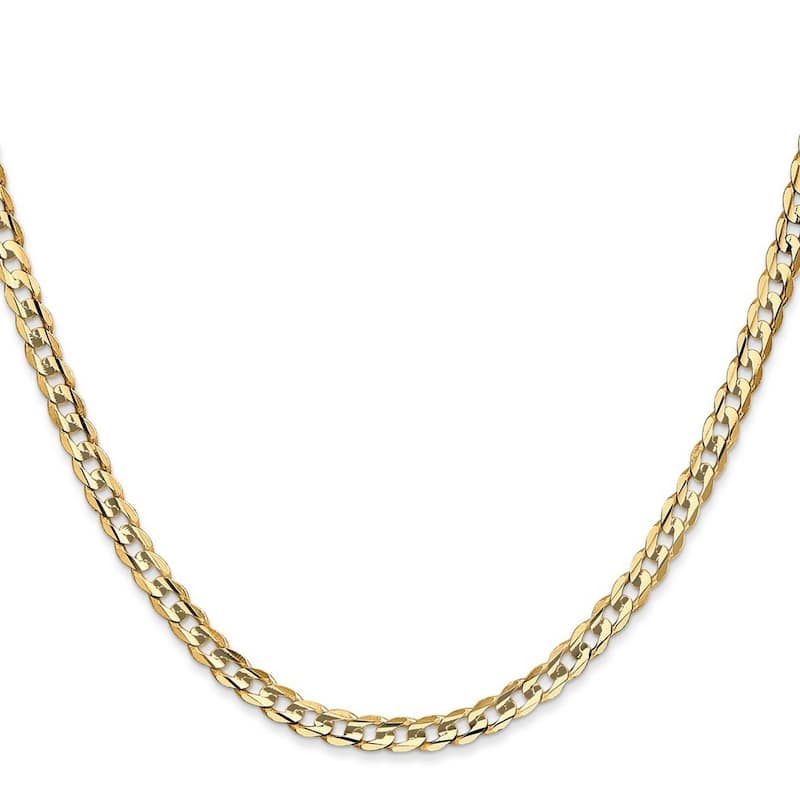Curata 14k Yellow Gold Solid Polished 3.8mm Concave Curb Chain Bracelet Lobster Claw