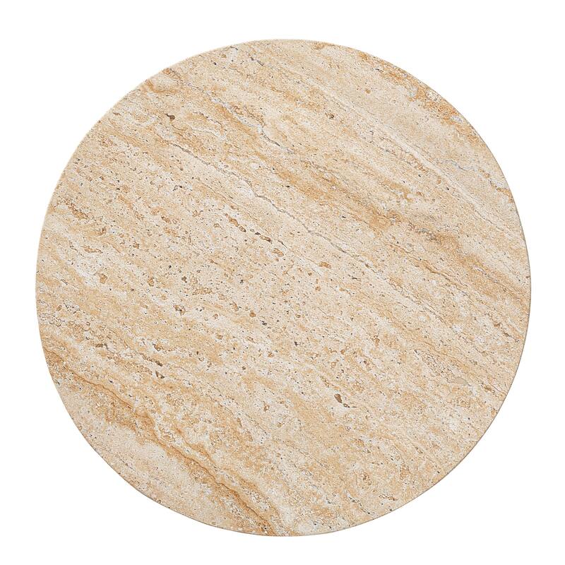 Glitzhome 17.75"H MGO Hourglass-Style Faux Travertine Garden Stool or Planter Stand or Accent Table