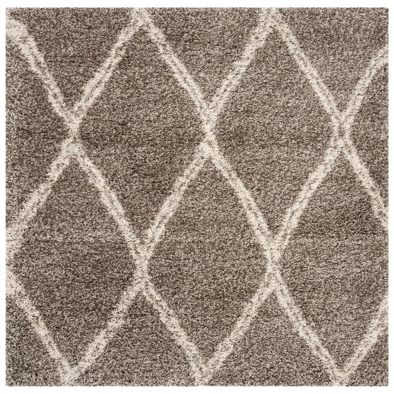 SAFAVIEH Hudson Shag Akbota 2-inch Thick Rug - 5' Square - Grey/Ivory