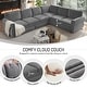 preview thumbnail 86 of 109, Homy Casa Chenille Sleeper Sectional Sofa with Pull-Out Bed