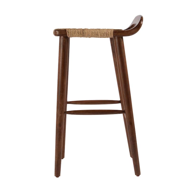 Luna 30 in. Seat Height Wood and Jute Woven Low Back Counter Stool