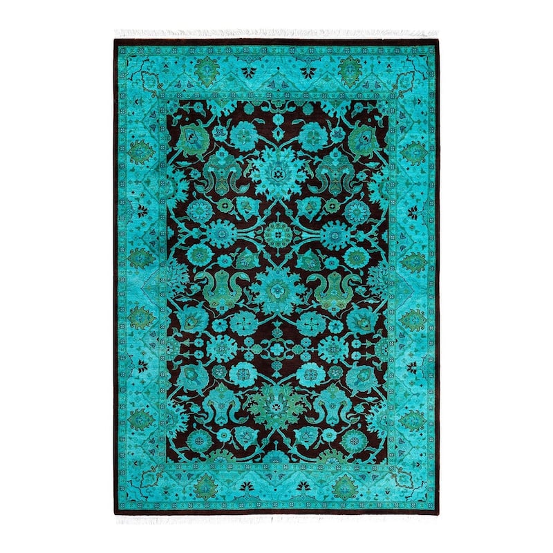Overdyed, One-of-a-Kind Hand-Knotted Area Rug - Red - 4' 2" x 6' 0"