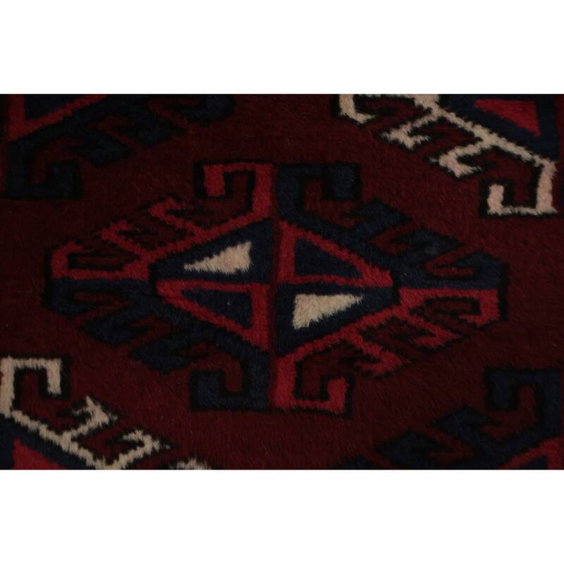 Hand Knotted Oriental 100% Wool Carpet Traditional All-Over Red Turkoman Area Rug - 11' 4'' X 7' 6''