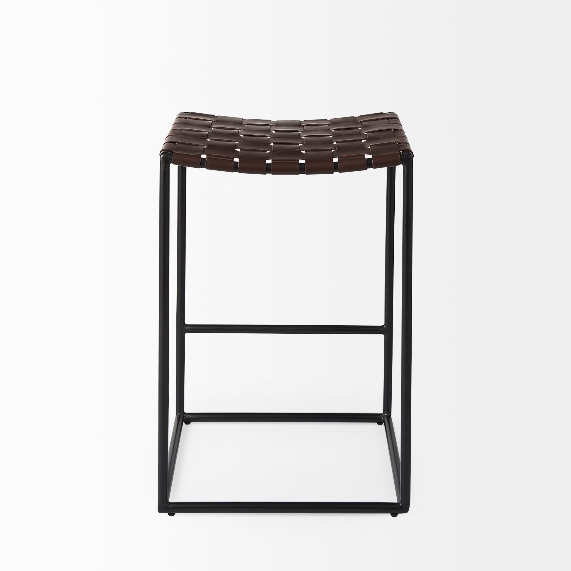 Black woven leather on sale counter stool