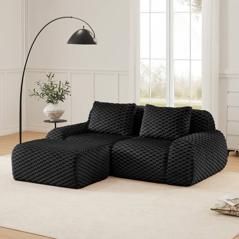 82" Modern L-Shaped Modular Sectional Sofa for Living Room,Flannelette Fabric,Oversized 2-Seater Couch,boneless sofa