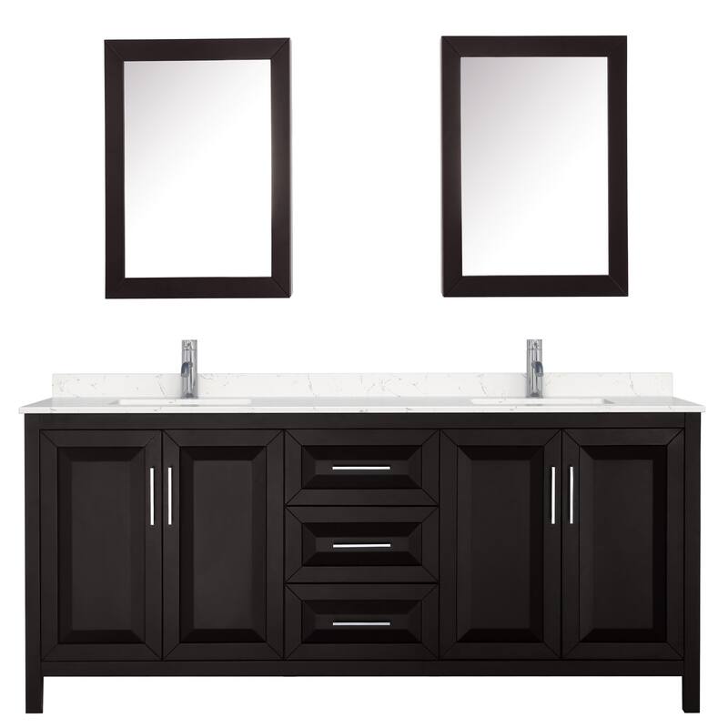 Daria 80 Inch Double Vanity, Cultured Marble Top, Medicine Cabinets