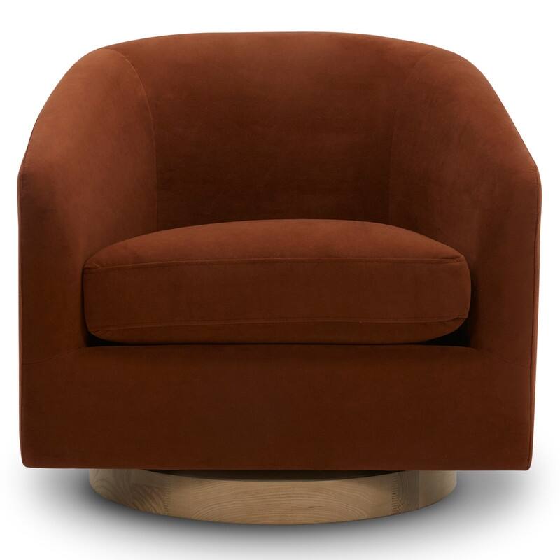 Spruce & Spring 360° Swivel Accent Chair with Solid Wood Base and Padded Seat
