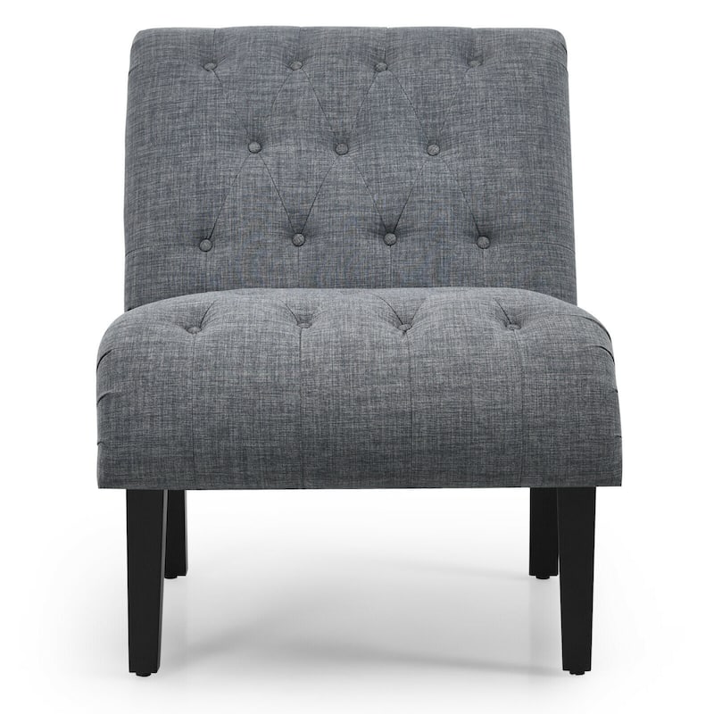 Gymax Armless Accent Chair Upholstered Tufted Lounge Chair Wood Leg - 38.5'' x 27.5'' x 33''