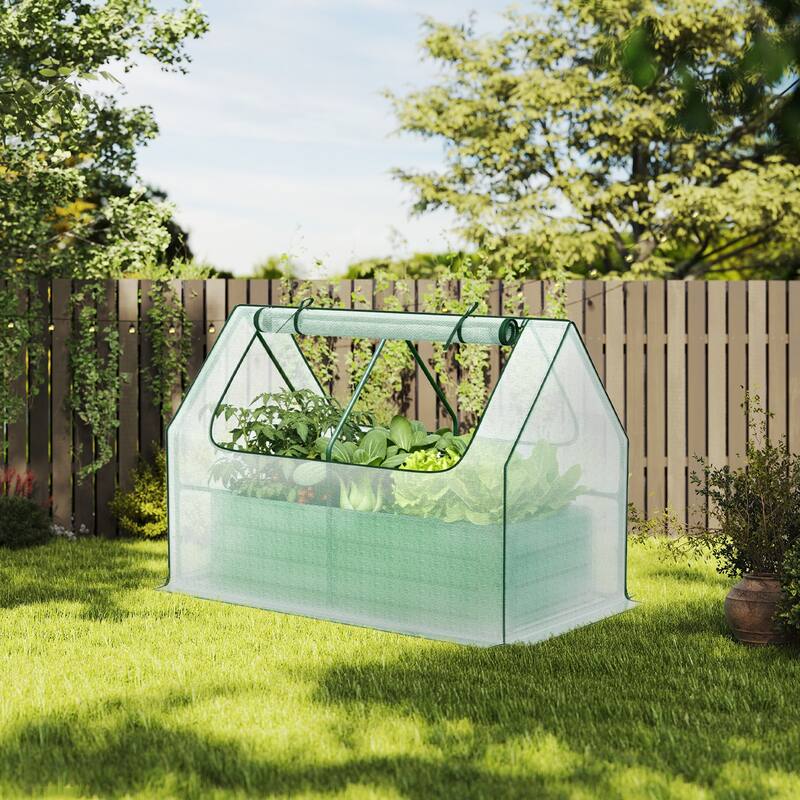 Aoodor Raised Garden Bed Kit with PE Cover, Screen Windows