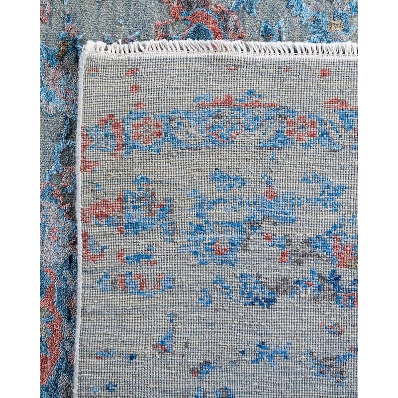 Ikat One-of-a-Kind Hand-Knotted Area Rug - Gray, 9' 0" x 12' 1" - 9' 0" x 12' 1"