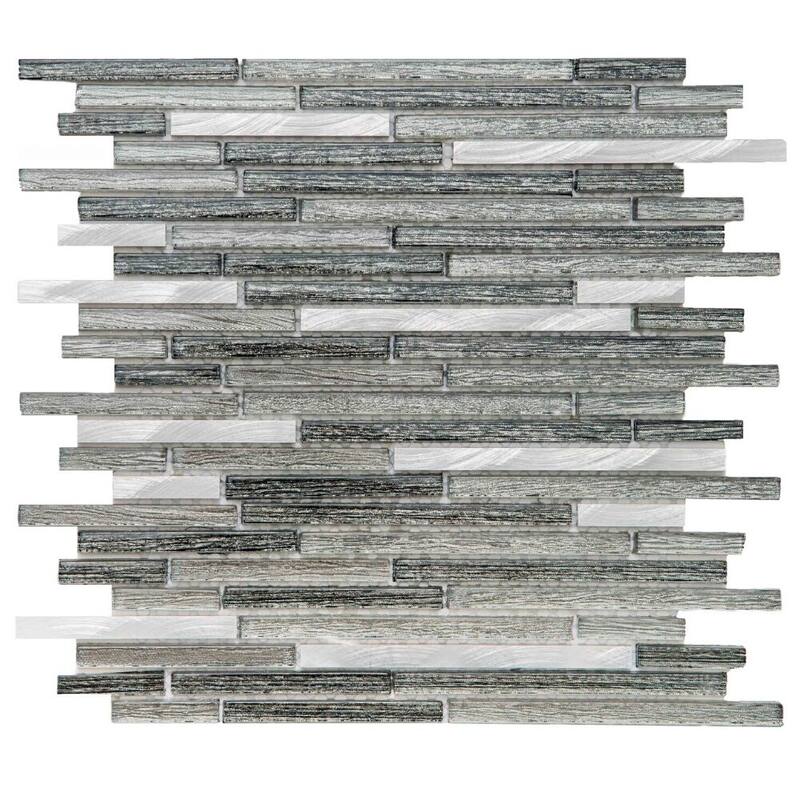 Cosmos Sleek 1in x 3in Glass Mosaic Backsplash Wall Tile - Silver - 4 x 4 Sample