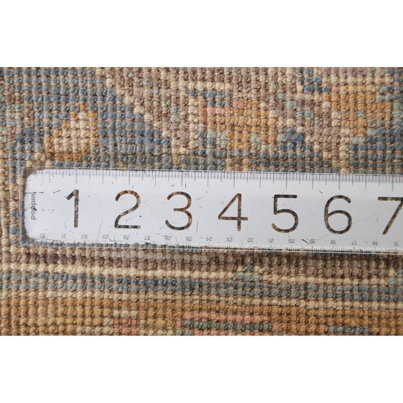 Hand Knotted Oriental 100% Wool Carpet Transitional All-Over Brown Oushak Area Rug - 12' 4'' X 9' 5''