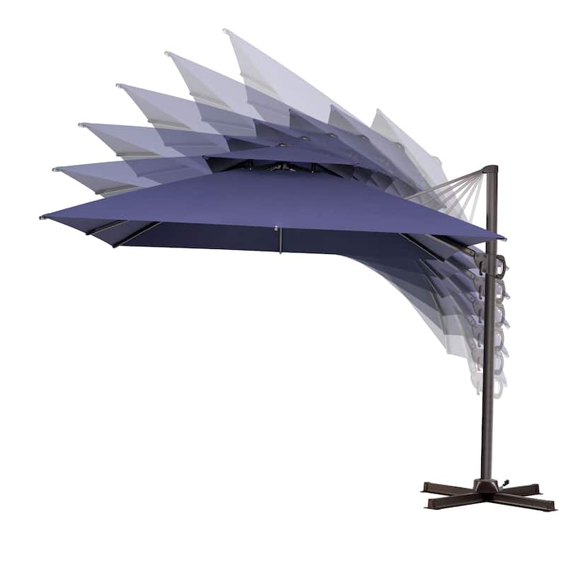 Pellebant 10 ft Square Patio Cantilever-Offset Umbrella 360 Degree Rotation