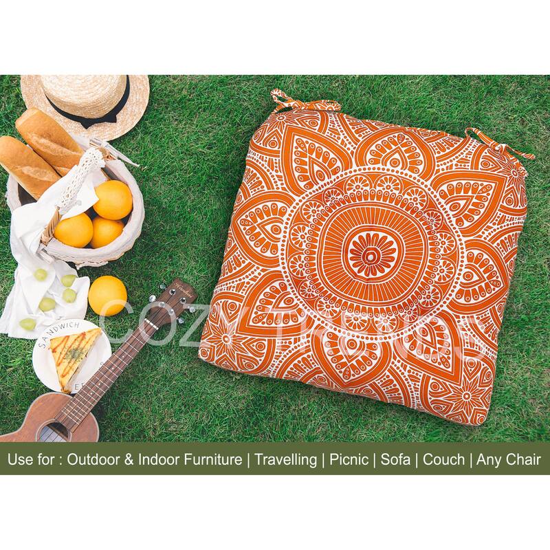 Waterproof Indoor Outdoor Chair Seat Pads Cushion – 19x19 Inches with ties | Set of 2