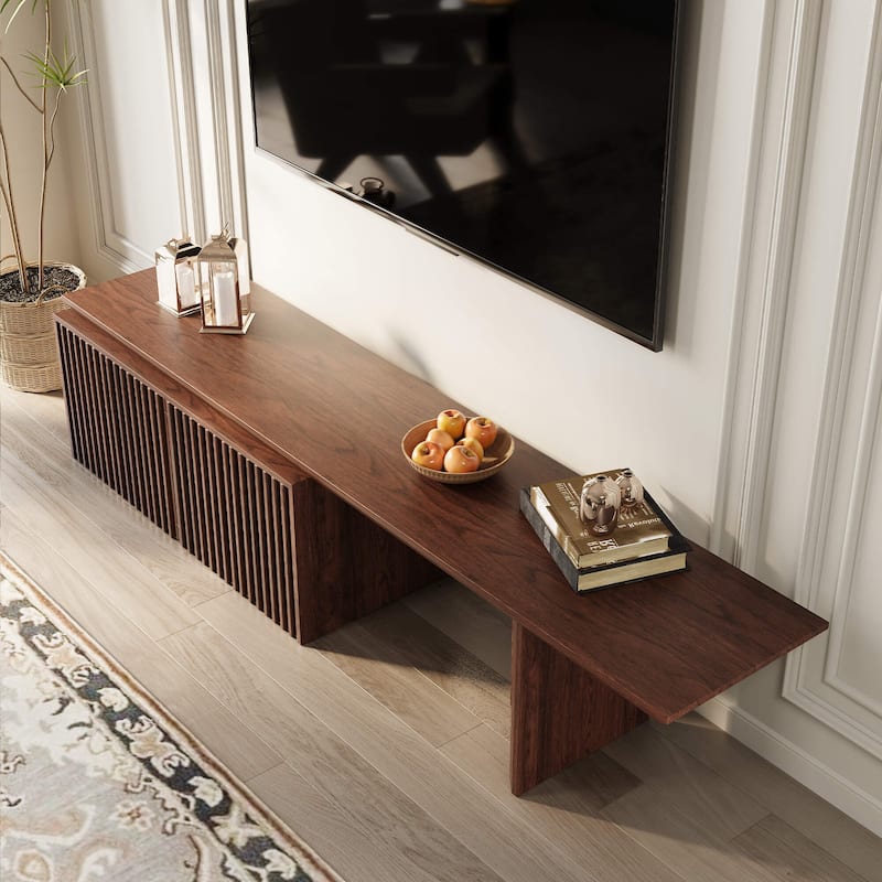 Modern TV stand (extendable) with storage cabinet entertainment center Living room TV stand - Walnut /wood 78.7