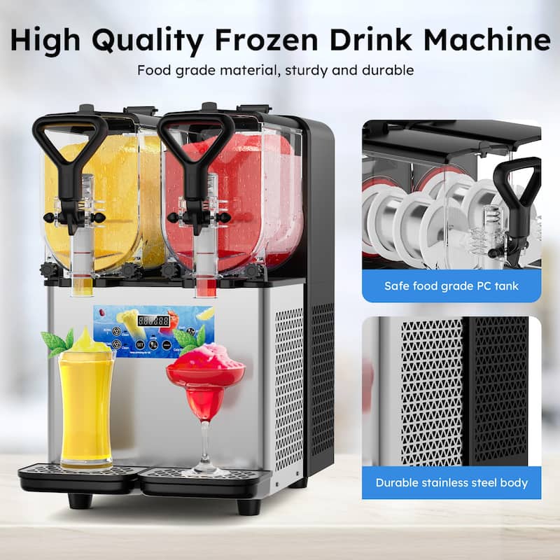 Commercial Slushy Machine, 3L/6L/12L/24L/36L, Self-Cleaning, for Margaritas, Alcoholic Beverages, Smoothies, and Soft Ice Cream