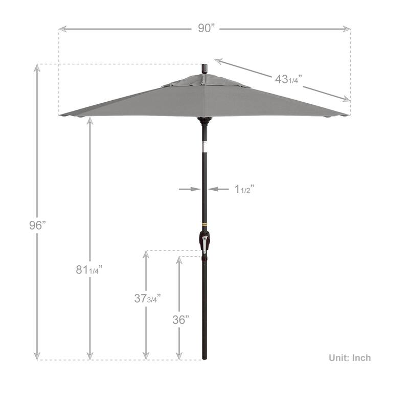 California Umbrella 7.5' Round Crank Lift Push Button Tilt Bronze Aluminum Patio Umbrella with Sunbrella Cilantro Fabric