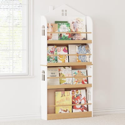 COSTARS Kids Bookshelf, 4-Tier Children's Bookcase and Storage, Kids Book Shelf Rack Organizer