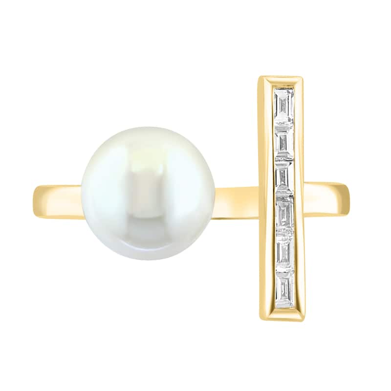 EFFY 14K Yellow Gold Diamond and Freshwater Pearl Ring