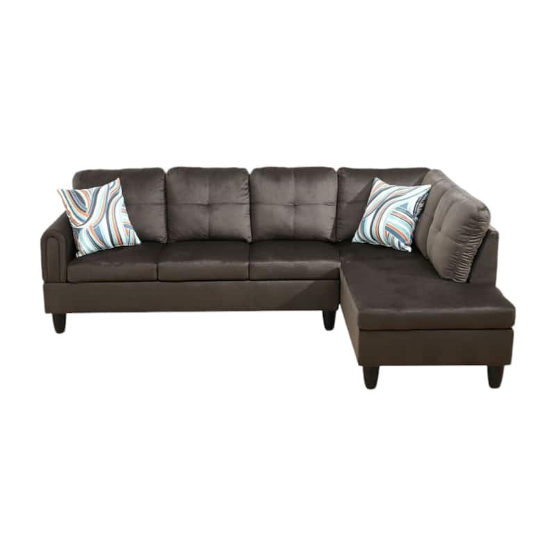 KISRAIS 97" Wide 2-Piece Flannel Sectional Sofa for Small Spaces