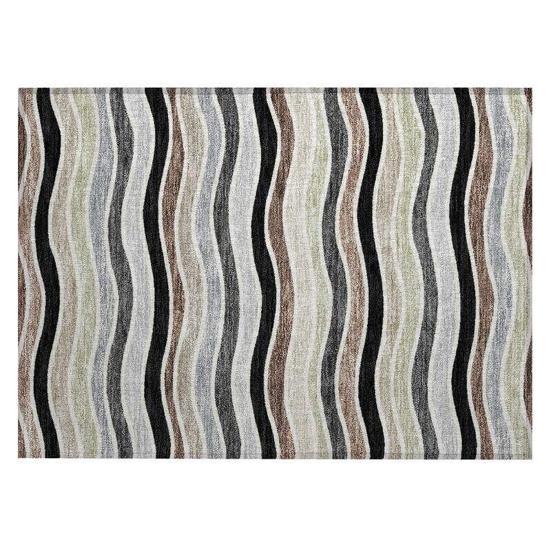 Machine Washable Indoor/ Outdoor Contemporary Stripe Chantille Rug