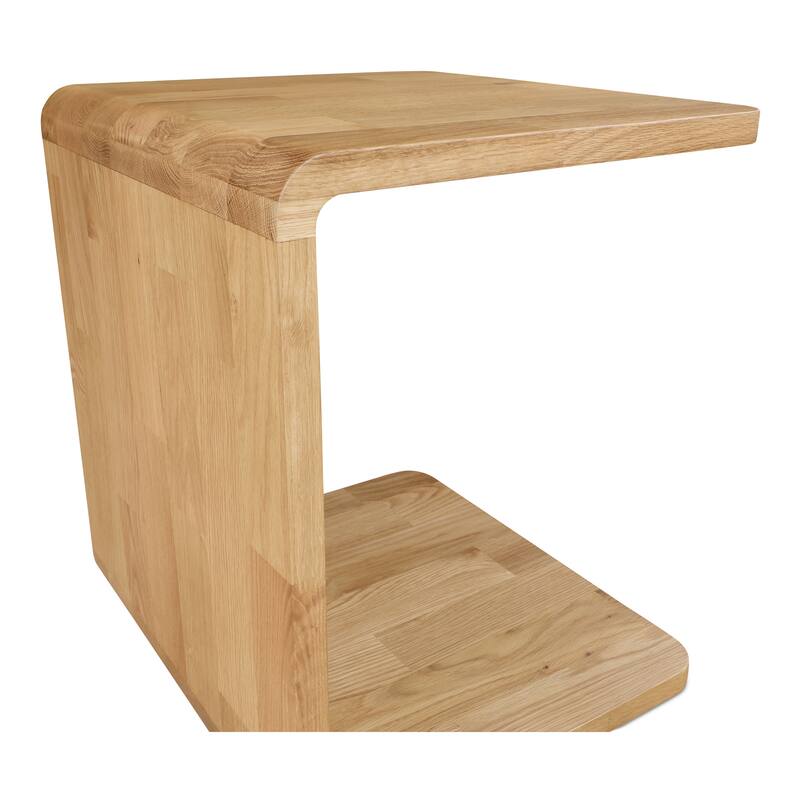 NADAAL STUDIOS Marenith Side Table, C-Side Solid Walnut Curved Edge Reversible Use, Walnut Brown