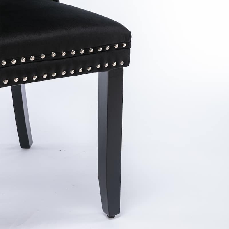High-end Tufted Solid Wood Contemporary Velvet Upholstered Dining Chair with Wood Legs Nailhead Trim 2-Pcs Set,Gloden