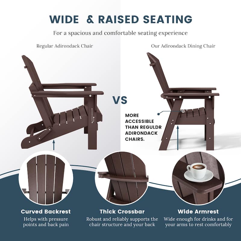 Laguna Hdpe All Weather Outdoor Patio Adirondack Dining Chair With Arms