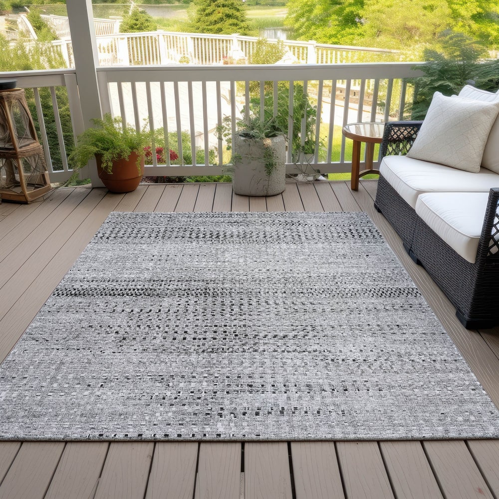 Machine Washable Indoor/Outdoor Moroccan Modern Chantille Rug