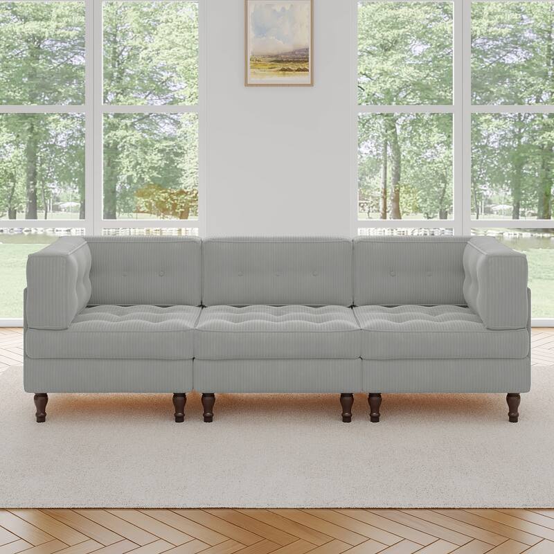 98"W Modular Upholstered Corduroy Sectional Sofa for Living Room