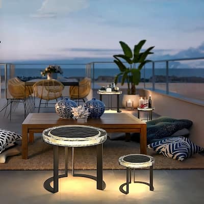 Outdoor Solar Powered LED Garden Side Table
