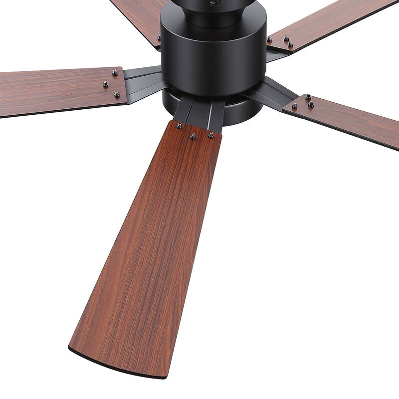 52-Inch Matte Black Ceiling Fan with RGB LED Light and Remote((5 Reversible Blades)