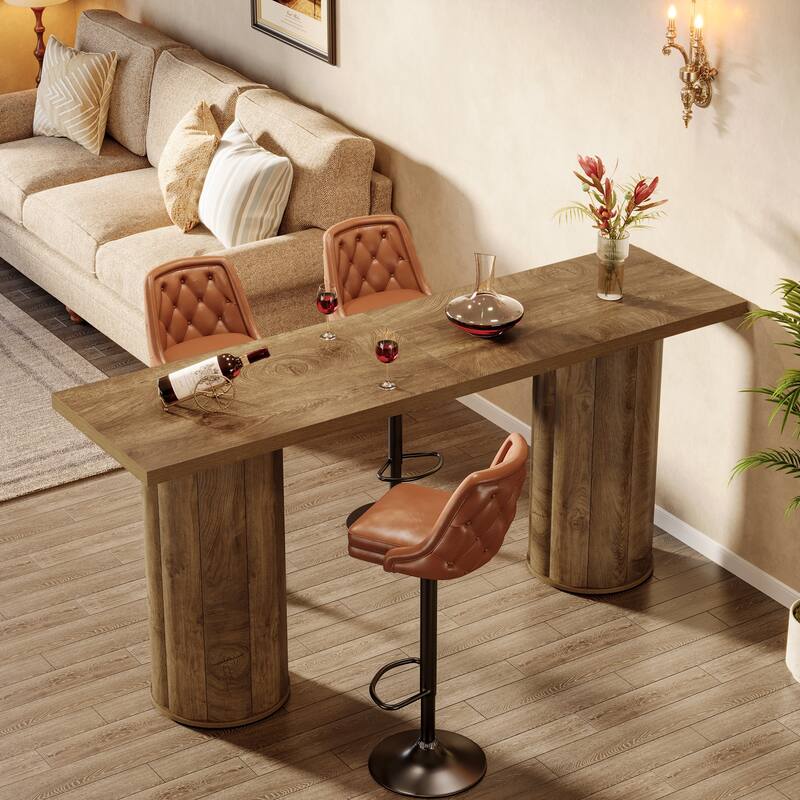 Bar Table, 70.86" Industrial Counter Height Pub Table - N/A