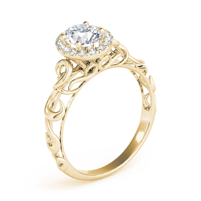 Auriya 14k Yellow Gold Lab Grown Oval Diamond Halo Engagement Ring 0.50 to 5.00 ct. tw. (F-G VS)