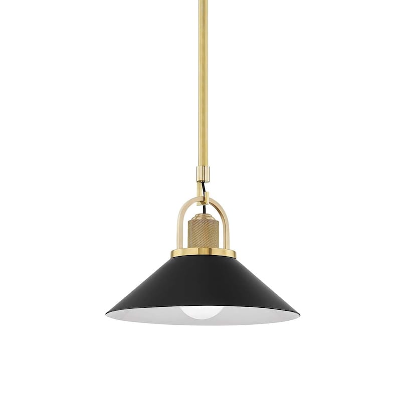 Hudson Valley Lighting Syosset 12" Wide Pendant - Aged Brass / Black