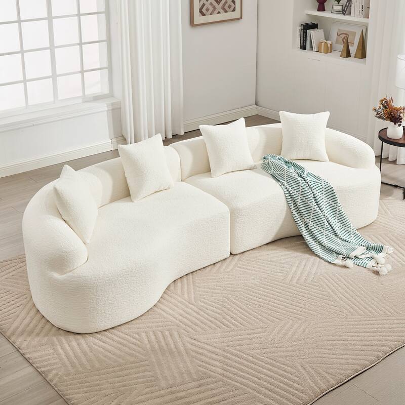GDFStudio - Soft Upholstered 110" Curved Modular Sectional Sofa - White