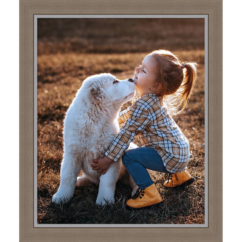 Eva Black Silver Narrow Framed Picture Frame, Photo Frame - 18x22 - Eva Brown Narrow