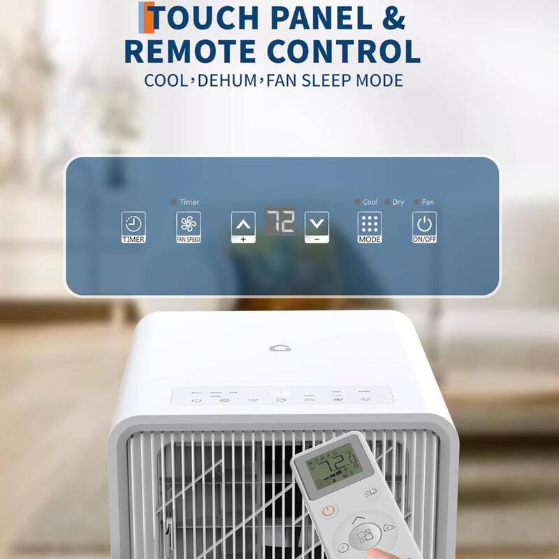 8,000 BTU 3-in-1 Quiet Portable Air Conditioner for Campervan, Office, and Temporary Spaces - N/A