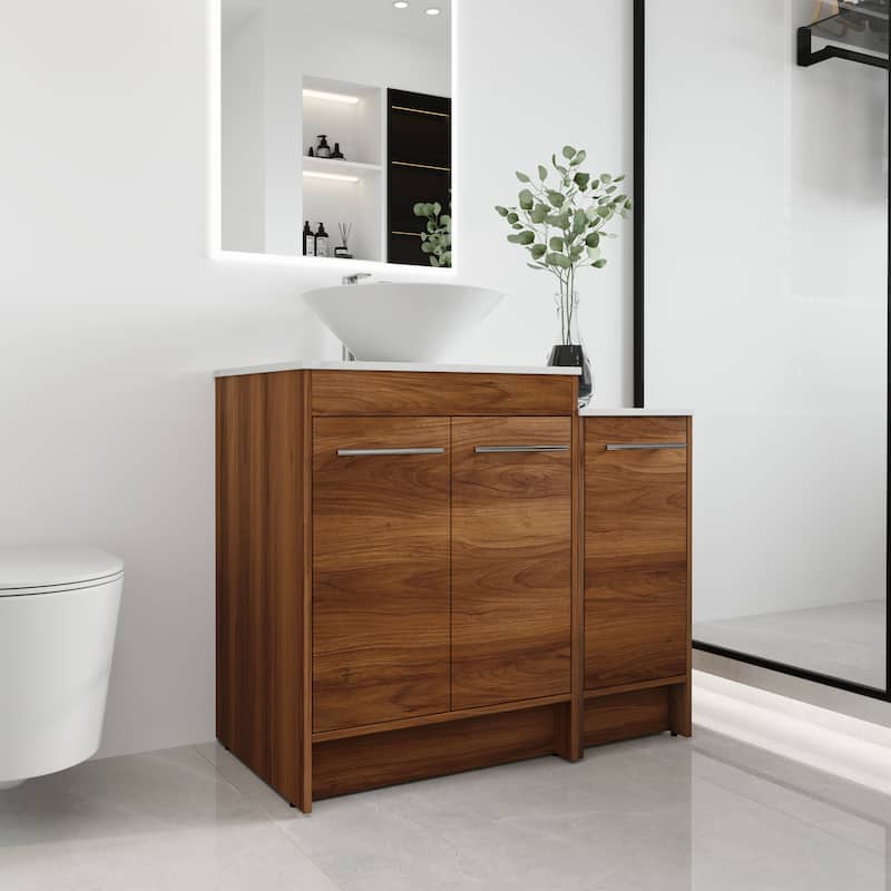 Malwee 24"/36"/48"/60" FreeStanding Bathroom Vanity, Floor Stand Bathroom Vanity with Ceramic Sink,Soft Close Door and Shelf
