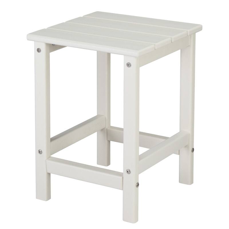 Outdoor High Density Polyethylene 14" Square Side Table - White