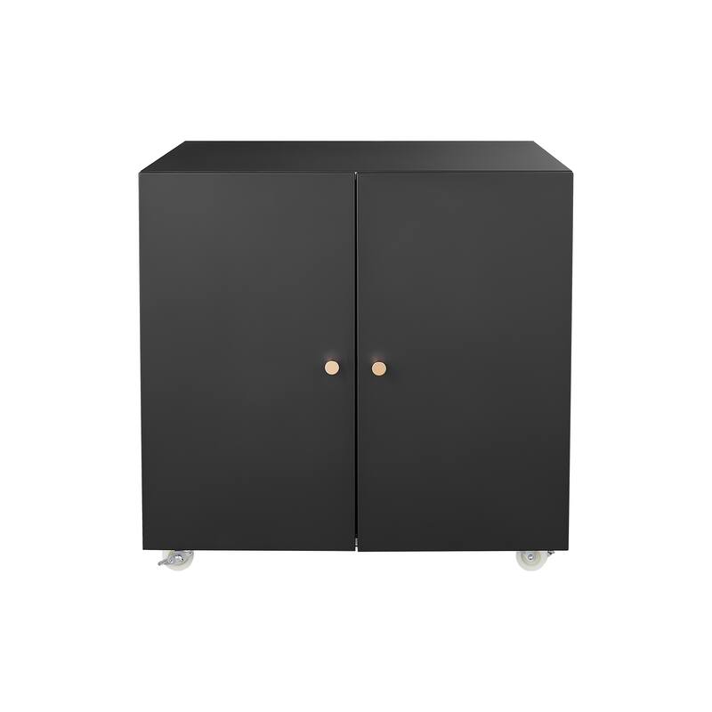 Metal Printer Stand with Storage Mobile Printer Tables for Small Spaces with Door Adjustable Shelf File Cabinet on Wheels