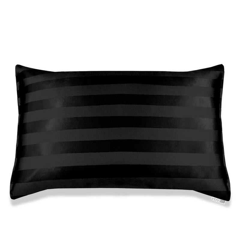 MYK Striped Mulberry Silk Pillowcase - Grey - Standard