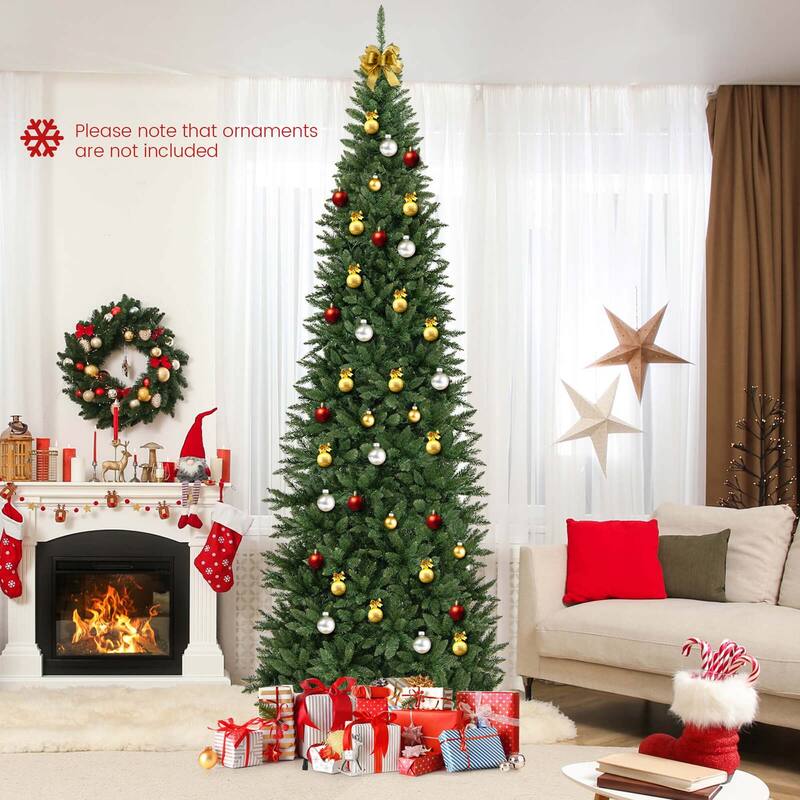Prelit Pencil Christmas Artificial Xmas Tree Holiday Decoration Tree