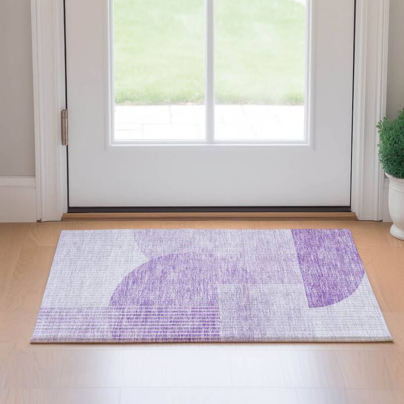 Premium Washable Super Soft Modern Deco Mayfield Rug - Purple - 1' 8" x 2' 6" - Rectangle