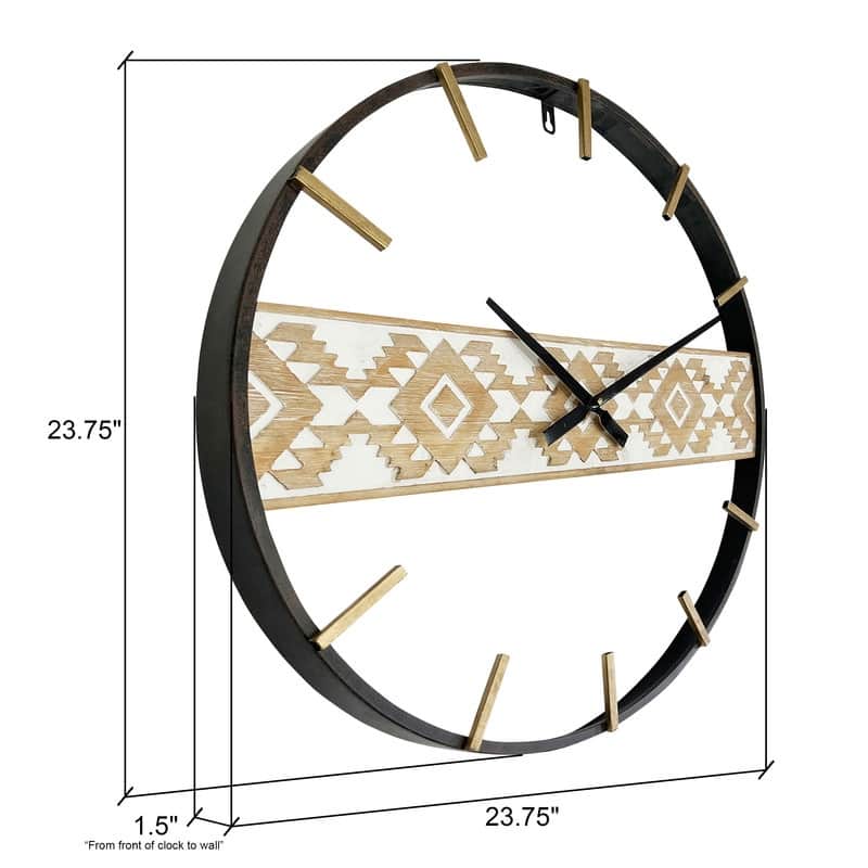 Leilani Metal Contemporary Morocan Wall Clock - 23.75"H x 23.75"W x 1.5"D