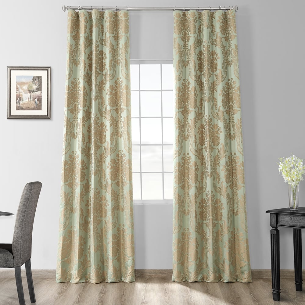 Exclusive Fabrics Magdelena Damask Faux Silk Jacquard Curtains - Single Panel Drapes (1 Panel)