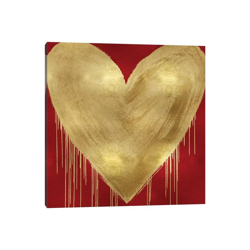iCanvas "Big Hearted Gold on Red" by Lindsay Rodgers Canvas Print