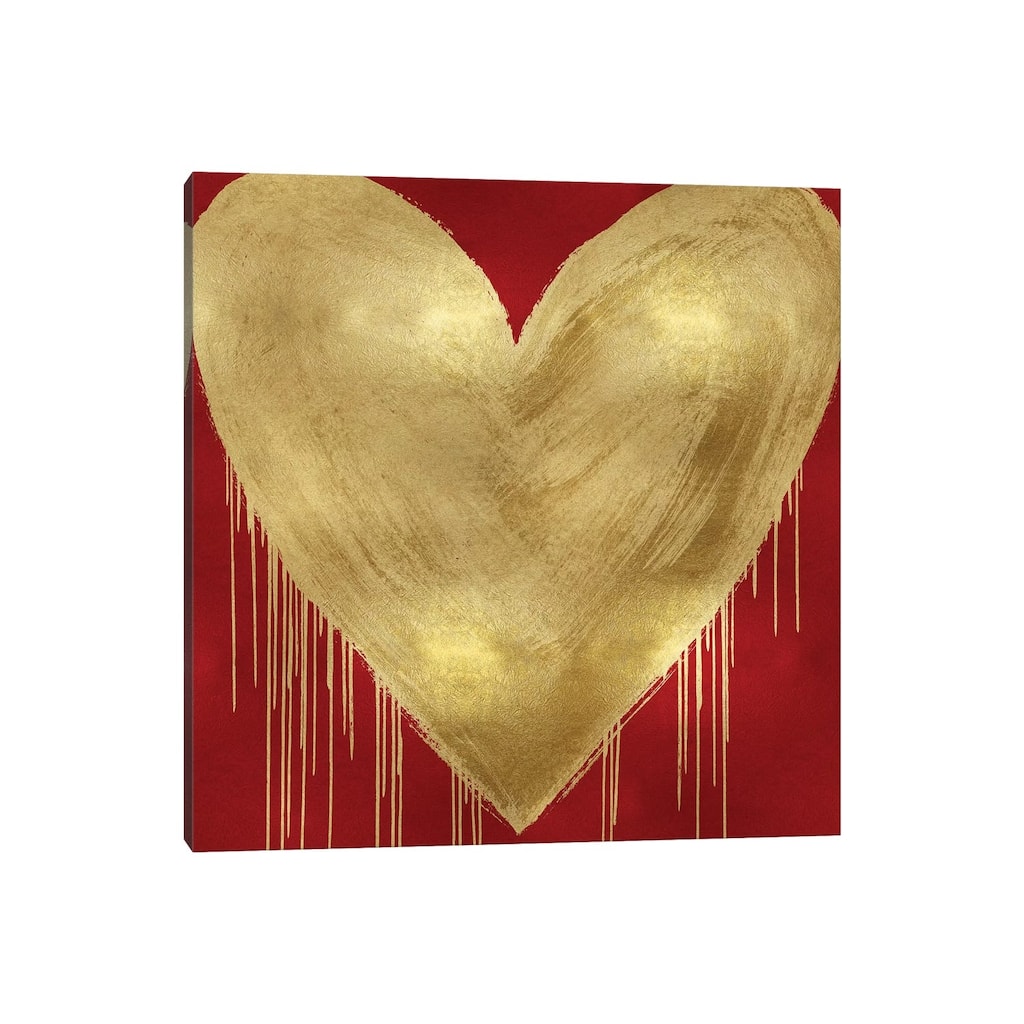 iCanvas "Big Hearted Gold on Red" by Lindsay Rodgers Canvas Print